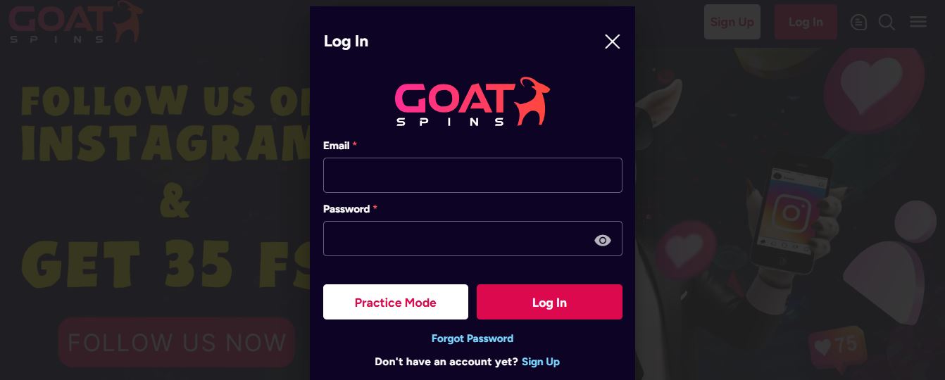 Log in to your account or try practice mode first